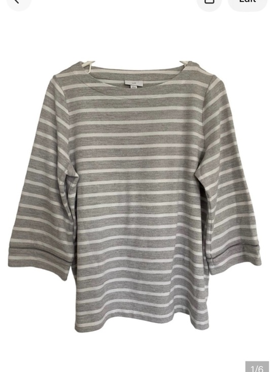 J. Jill Tops - J. Jill Striped Shirt With 3/4 Sleeves Gray And White Size Small